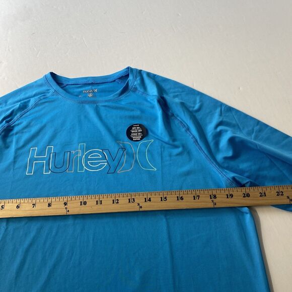 HURLEY Men's Long Sleeve Sunshirt Blue Size M UPF 50+ Quick Dry Top Stretch New - Picture 4 of 9